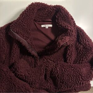Pacsun Burgendy/Maroon Teddy Sherpa Full Zip Jacket